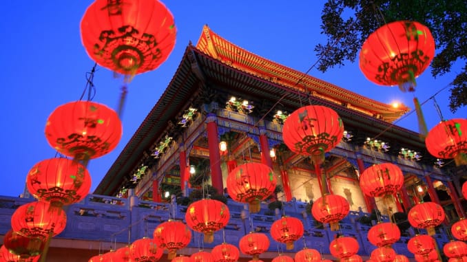 Decorations set for the new year celebration.