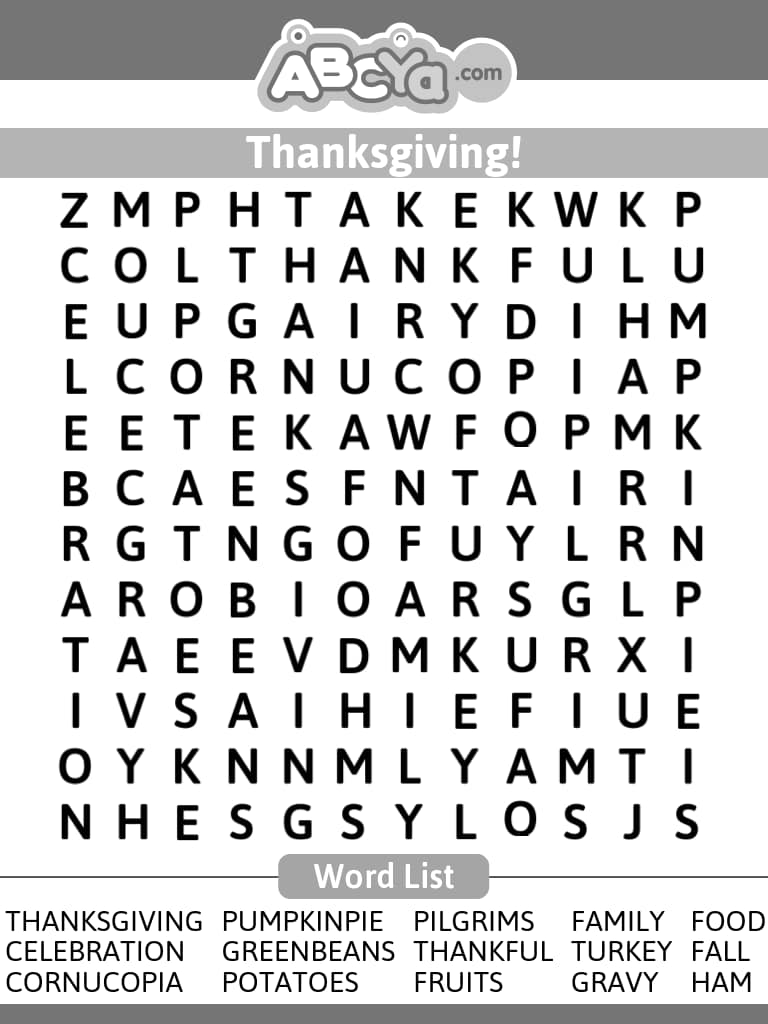 Created with ABCya's website for word searches! 