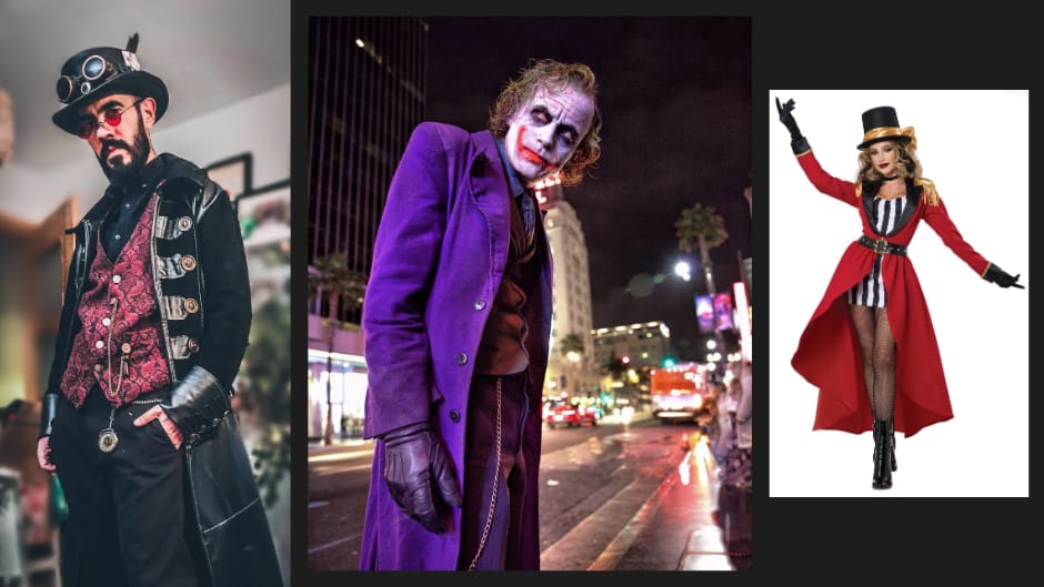 A Steam Punk, Joker, and Ringmaster cosplays to go with the long coat